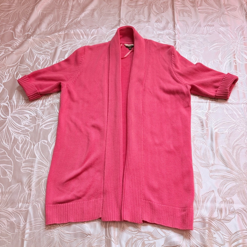 📣ANY 3 @ $33 - $6.99 ship📣 DENVER HAYES Bright Pink, Open Front Short Sleeve